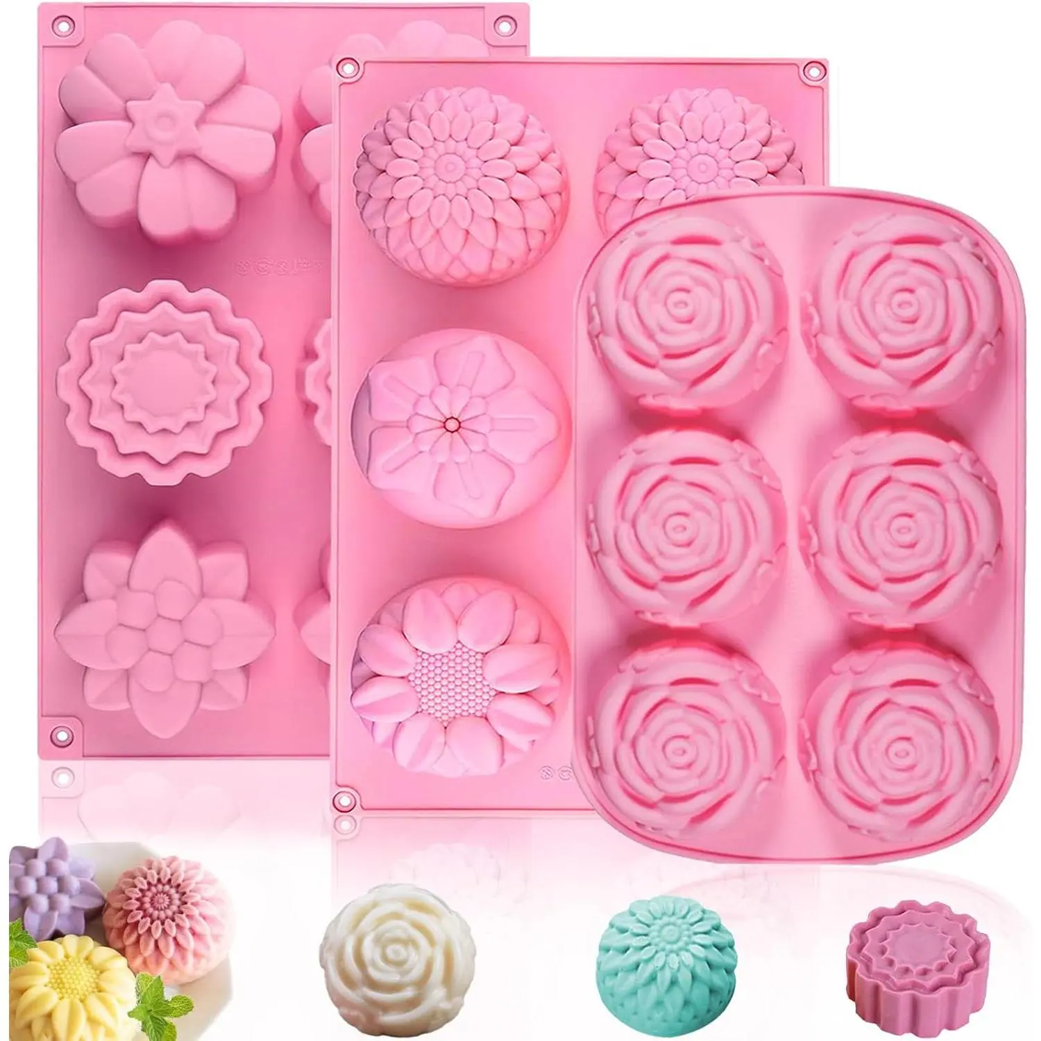 3 Pack  Soap Molds, Soap Mold for Soap Making, for Handmade Soaps,Lotion Bars,Biscuit,,Moon Cake