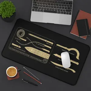 Red Rising Razor Blueprint Desk Mat Gold Sigil Design
