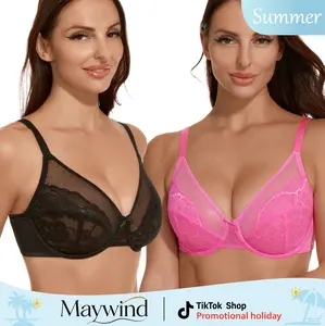 [Maywind] Two piece set Minimizer Brasfor Women Enchante Full Coverage Underwire Bras PlusSize Lifting Floral Lace Brafor Heavy Breast 38DD Size Comfortable Stylish Fitire Style Womenswear BreathableSheer Basic Solid Everyday summervibes