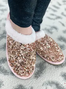 Rose Gold Sequin Slippers