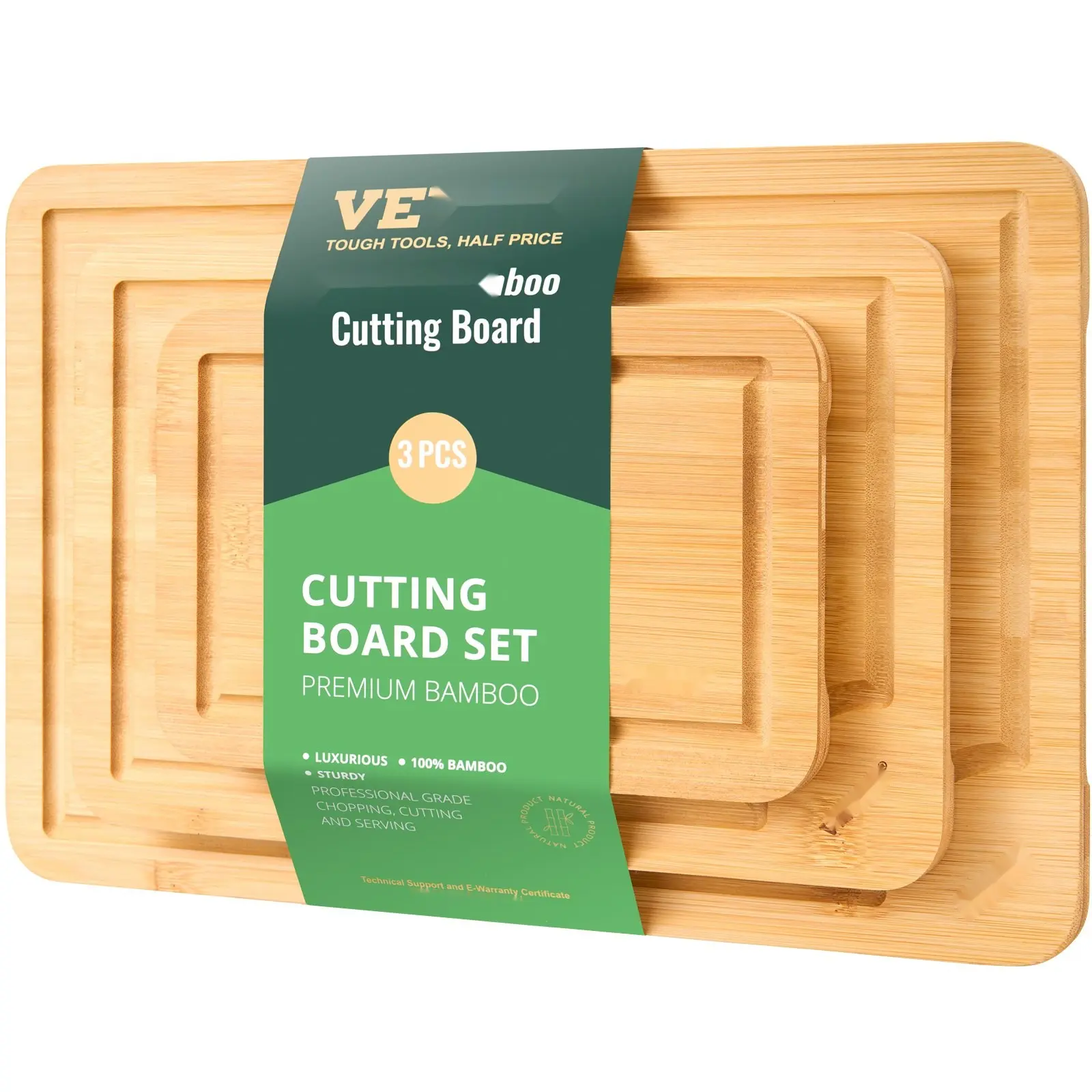 Bamboo Cutting Board For Kitchen Prep - Eco-Friendly, Knife-Friendly Surface, Reversible Board With Built-In Handle, Juice Groove, Non-Slip Feet, Durable Natural Material Safe For Food, Easy To Clean And Maintain