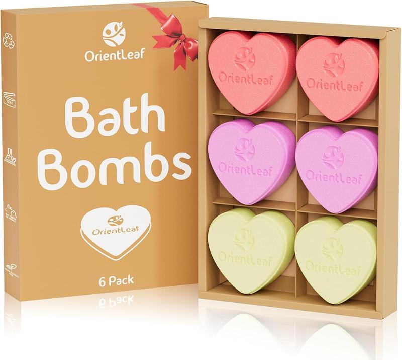 ORIENTLEAF Bath Bombs for Women, Stocking Stuffers, Bath Bombs Plant Scented Lavender, Rose, Eucalyptus, 6 x 2 oz