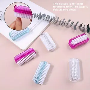 Nail Cleaning Brushes 1-Count - Double-Sided Manicure Brush Set, Multifunctional Plastic Dust Cleaner for Nails, Soft Fiber Design, Unscented