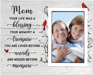 Memorial Gifts for Loss of Mom- Memorial Picture Frames - Sympathy Gifts for Loss of Mother, Bereavement Gifts for Loss of Mother,Fits 4x6 In