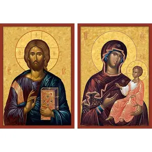 Icon of Christ and Theotokos (5” x 4”)