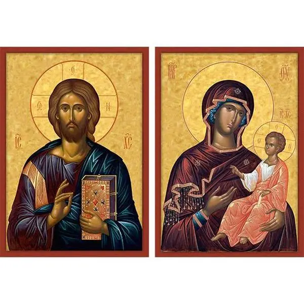 Icon of Christ and Theotokos (5” x 4”)