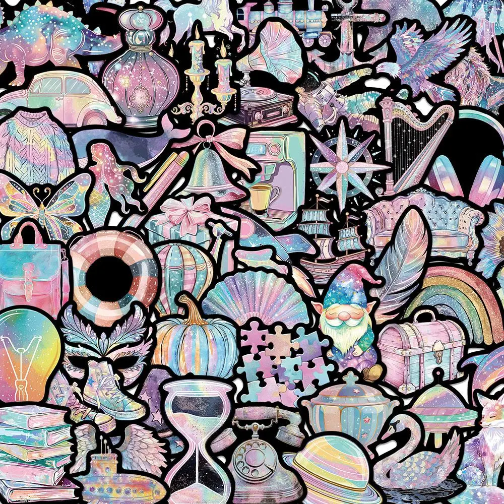 Colorful Sticker, 60pcs/set Cute Cartoon Sticker, Decorative Sticker for Phone, Computer, Guitar, Bag, Water Cup, Scrapbook