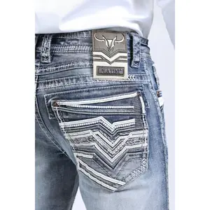 Platini Mens Holt Slim fit Boot Cut Jeans - Light Blue