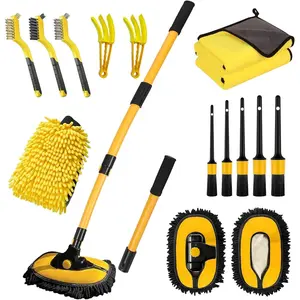 Wash Brush with Long Handle, 55 inch  Wash Mop  Wash Kit Mitt Retractable Bent Pole  Wash Brush for  RV  Boat