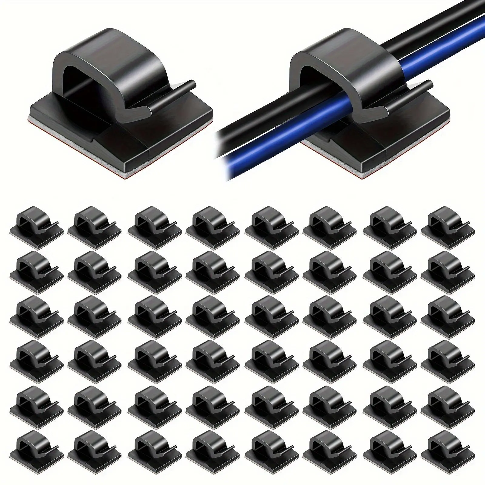 Self-adhesive Cable Clip, 50pcs Cable Management Clips, Portable Cable Organizer, Travel Cable Organizer, Desk Organizer Tidy for Home & Office, Cord Organizers, Cable Organizers For Cords, Cord Management Holders