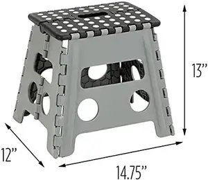 Honey-Can-Do Folding Step Stool with Anti-Slip Surface, 12.8", 300 lbs, Step Stool with Anti-Slip Surface 12"D x 14.75"W x 13"H