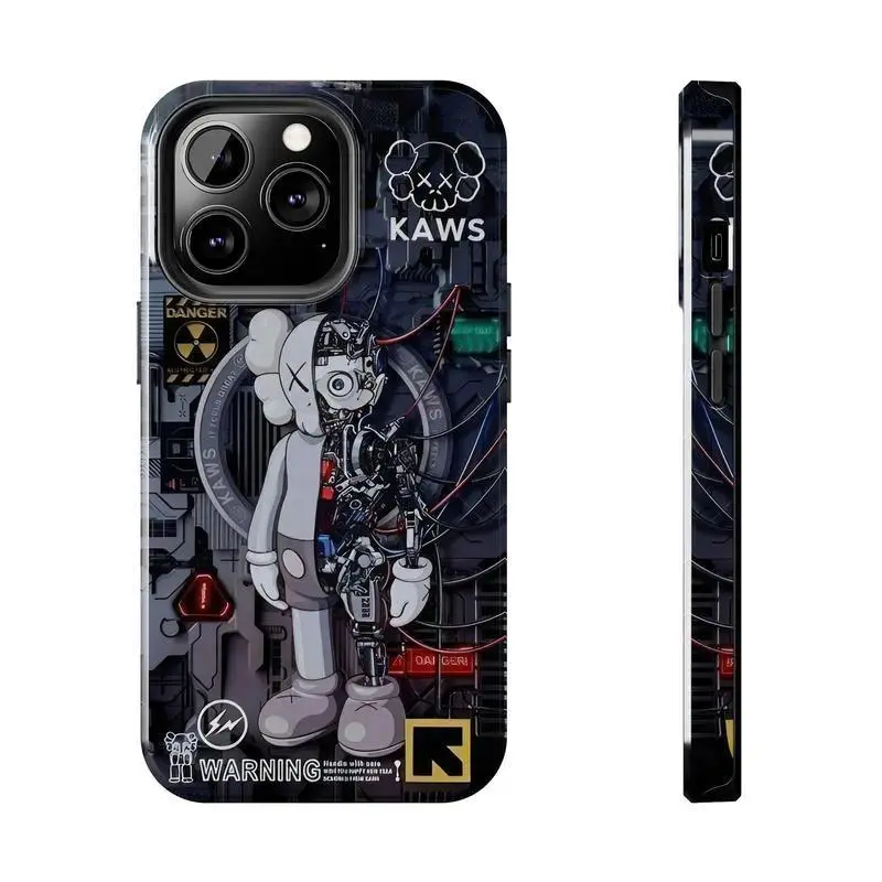 Black KAWS phone case, robot bear design, sturdy and durable, compatible  with iPhone 17/16/15/14/13/12/11 and Samsung Galaxy S21-S25, a perfect gift  for him/her. - TikTok Shop