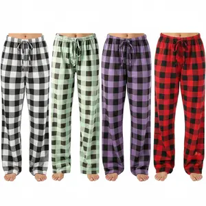 Unisex Plaid Drawstring Lounge Pants, Lightweight Polyester Pajama Bottoms for Spring & Fall, Comfy Home Wear Sleep Pants, 1 Pack