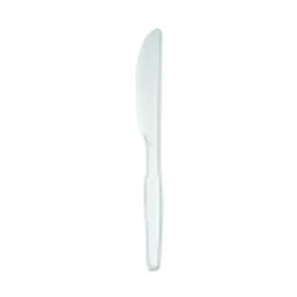 Dixie Foods Durable Mediumweight Shatter Resistant Knife, Plastic, White, Pack Of 1000