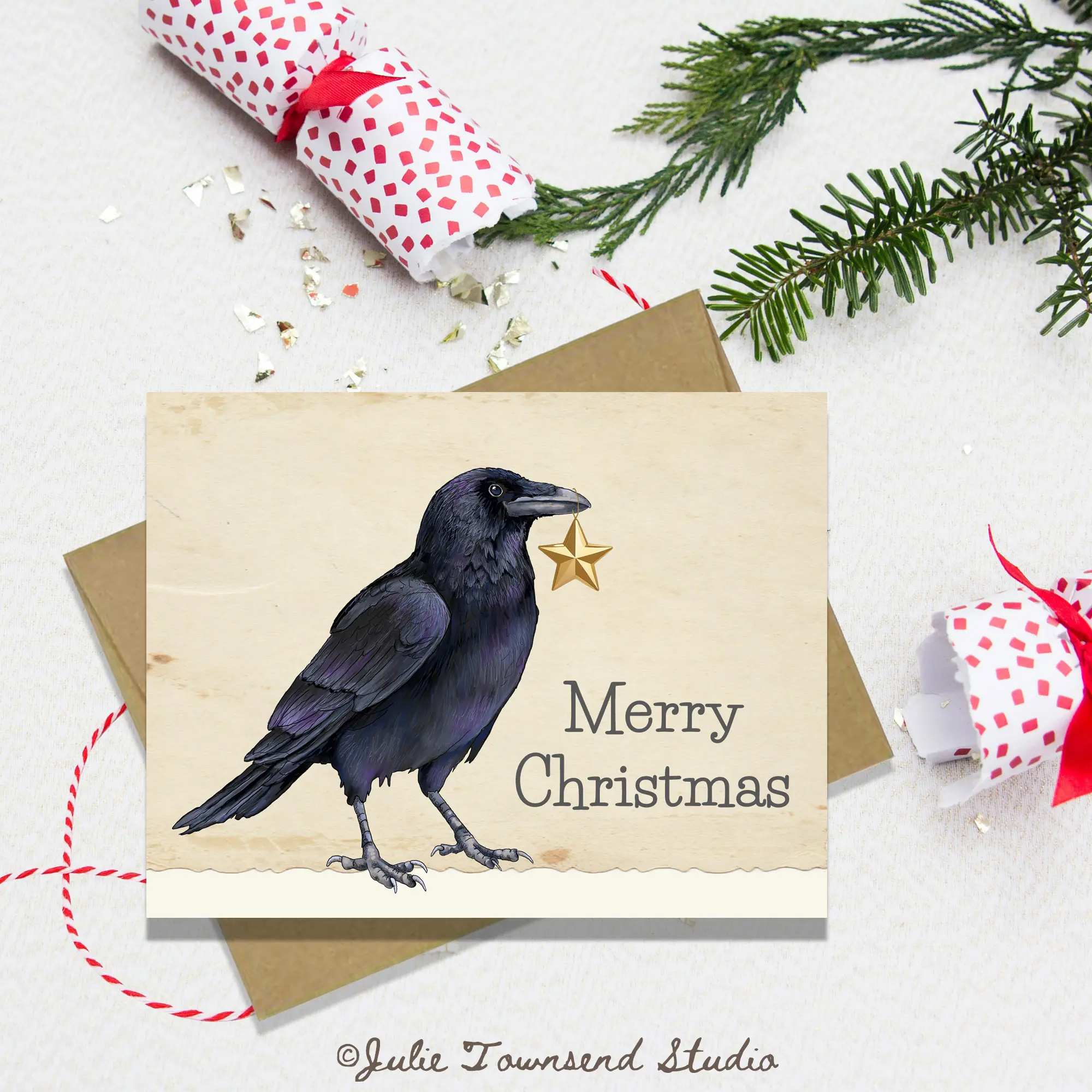 Set of 10 Handmade Christmas Cows on the Farm Thank You Cards by Julie Townsend - A2 Size