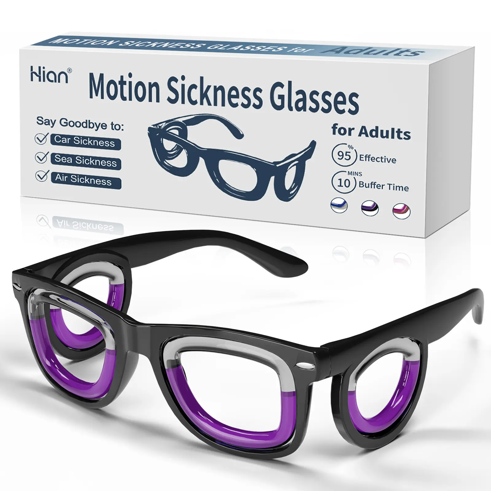 Unisex Anti-Motion Sickness Glasses - Ultra-Lightweight Ergonomic Audio-Video Accessory, Portable Cars Nausea Relief, Cruise Travel Companion