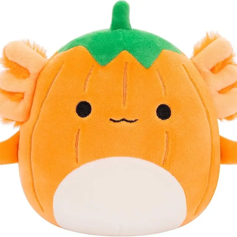 Gabin 5in SQUISHMALLOW - Adorable Pumpkin Plush Toy with Green Stem and Orange Body for collection or bag charm accessory  Keychain convertible