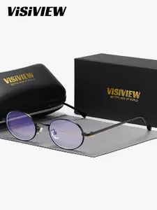 VISIVIEW 1 Piece Unisex Full Frame Plano Glasses，Anti Blue Light Oval Plano Glasses , Lightweight Frames, Effortless Wear