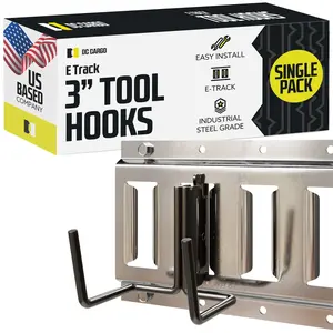 Extra-Wide E track Dual Arm Tool Hook, 3" Deep