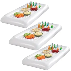 Sorbus White Inflatable Drinks & Food Serving Bar with Drain Plug (3 Salad Bars) - Perfect for Parties and Events Utensils