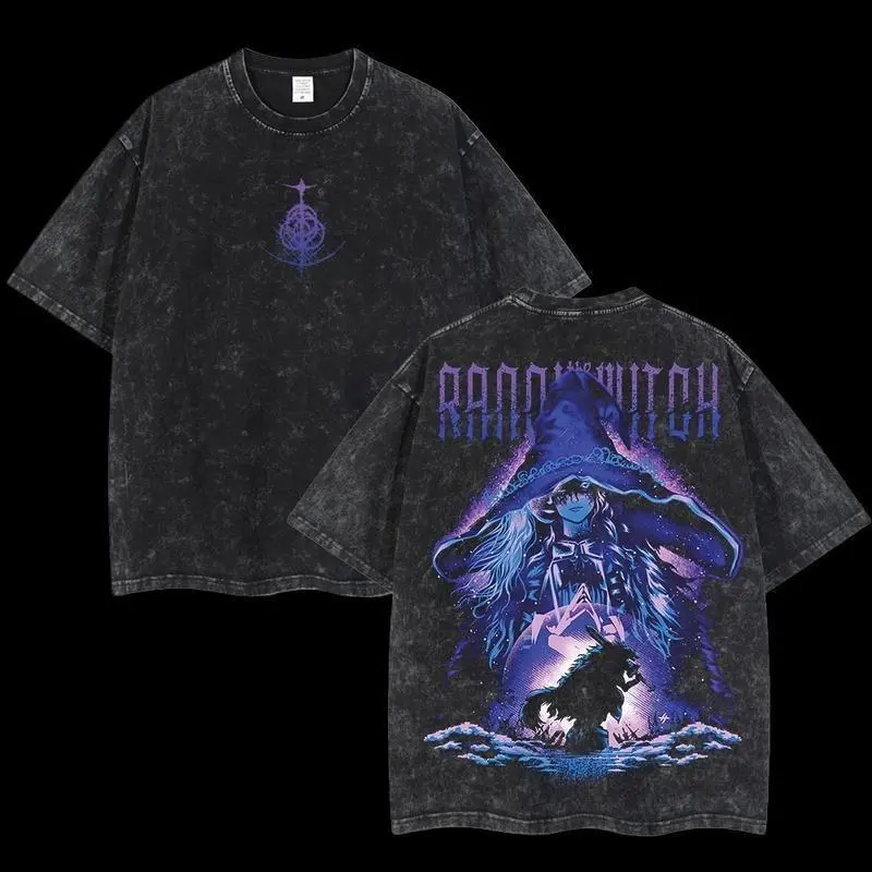 [FS] Retro Limited Vintage Elden Ring Collection Ver.4 - Elden Ring Anime Double Printed  Washed Tee Unisex Oversize Anime Manga Acid Washed Lightweight Cotton T-Shirt Gift For Anime Fan Lover
