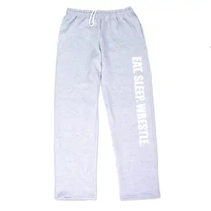 Wrestling Fleece Sweatpants - Eat Sleep Wrestle [Adult X-Large/Gray] - SS