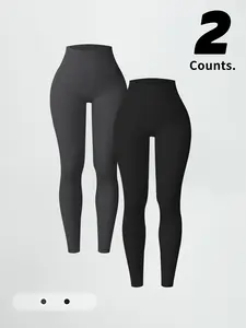 Women's High-Waisted Ribbed Yoga Pants, Tight-Fitting Design, Comfortable Daily Wear & Fitness, Fall Season Essential