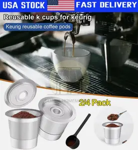 2/4 Pack K Cup Reusable Coffee Pods for Keurig: Stainless Steel Refillable K Cup