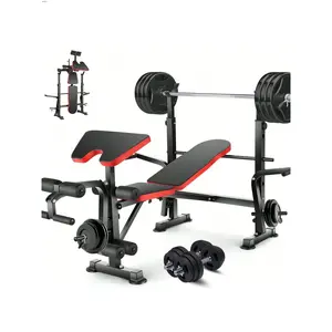 Fitness equipment  Mauccau Professional 6 In 1 Set Squat Rack Adjustable Foldable Weight Bench With Leg Developer Preacher Curl Pad For Full Body Workout