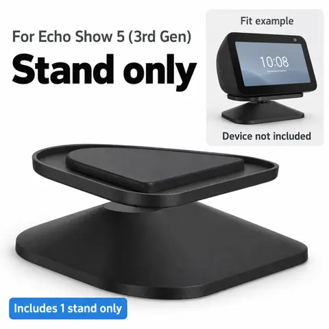 Maxonar Compact Magnetic Stand for Echo Show 5 (Device Not Included) & Smartphones/Cellphones, Adjustable Swivel Rubber Anti-Slip Magnetic Phone Stabilizer, Black Rotation Holder