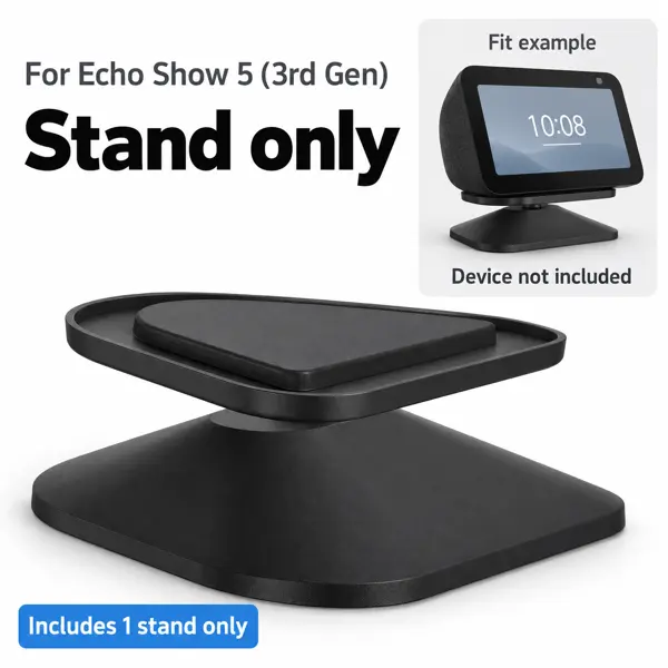 Maxonar Compact Magnetic Stand for Echo Show 5 (Device Not Included) & Smartphones/Cellphones, Adjustable Swivel Rubber Anti-Slip Magnetic Phone Stabilizer, Black Rotation Holder