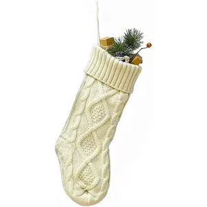 Christmas Stockings  Knit Stocking Christmas Decorations Goodie Bags  Fireplace Xmas Tree Stocking Ornaments for Holiday Family Friends (, Length 18",Pack of 1)