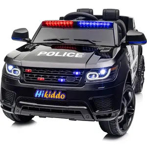 Hikiddo Electric Police Car for Kids 24V/12V Ride On Toy with Megaphone Remote Bluetooth Durable Battery Operated Car for Ages 3-5