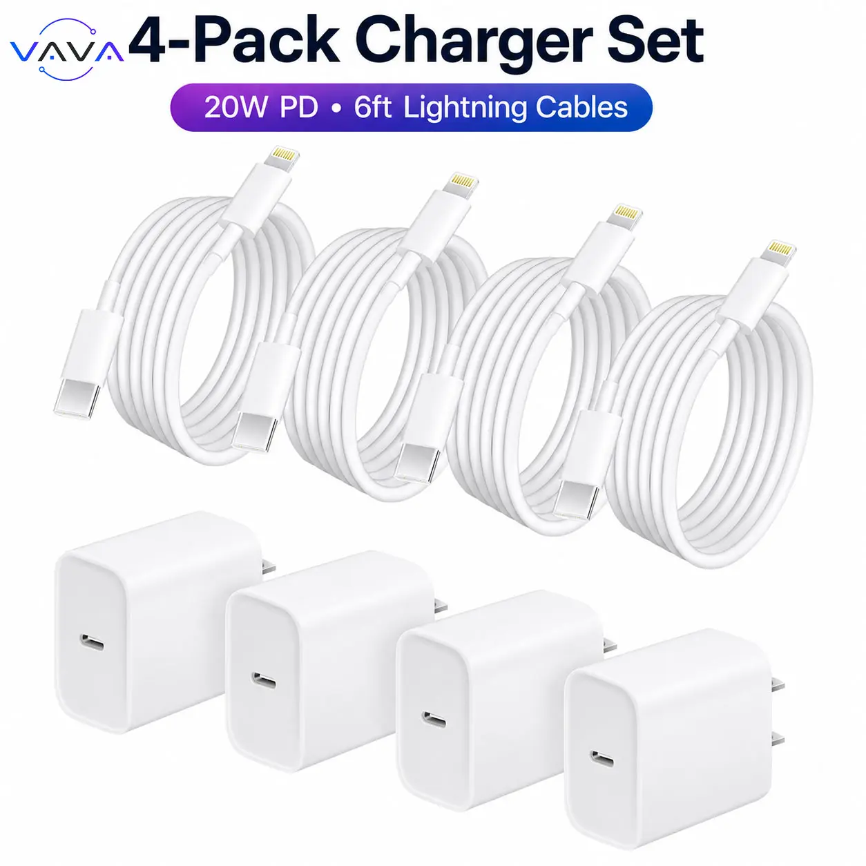 20W PD Fast Charging Wall Charger + 6FT Type-C to Lightning Data Cable, Efficient Charging, Compatible with iPhone 14 Pro Max/14 Pro/14 Plus/14/13/12/11/XR/XS Max/8/7 Plus, PD Power Adapter