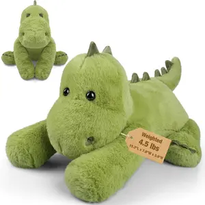 16" Weighted Dinosaur Stuffed Animal, 4.5lb Soft Plush Toy, Sitting & Laying Cuddly Dino Plush for Kids & Adults, Cozy Comfort Gift for Christmas & Valentine’s Day