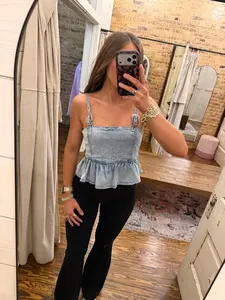 Western Buckle Strap Top Denim