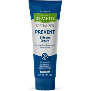 Medline Remedy Specialized Silicone Cream, Unscented (4 fl oz), Gentle Breathable Film for All Ages, Paraben-free and Hypoallergenic Skin Care, Barrier for Dry Cracked Skin