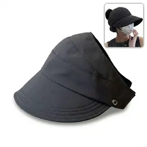 Foldable Wide Brim Sun Hat for Women, Breathable Open Top Ponytail Friendly Summer Beach Cap