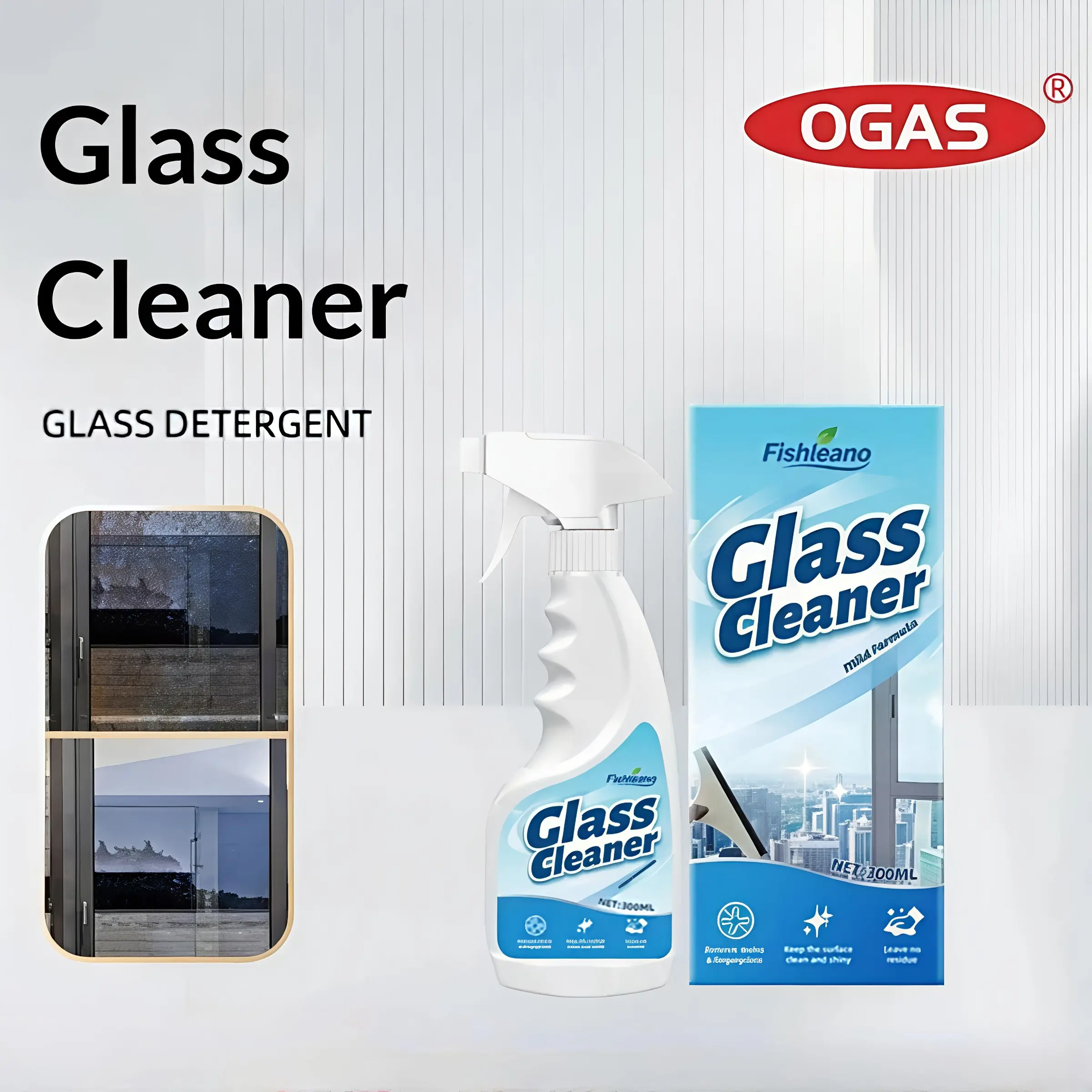 300ml Household Glass Cleaner for Bathroom and Toilet Mirrors, Strong Water Stain Remover, Suitable for Various Surfaces, No Residue Clean Household Glass Cleaning Agent, Effective and Convenient