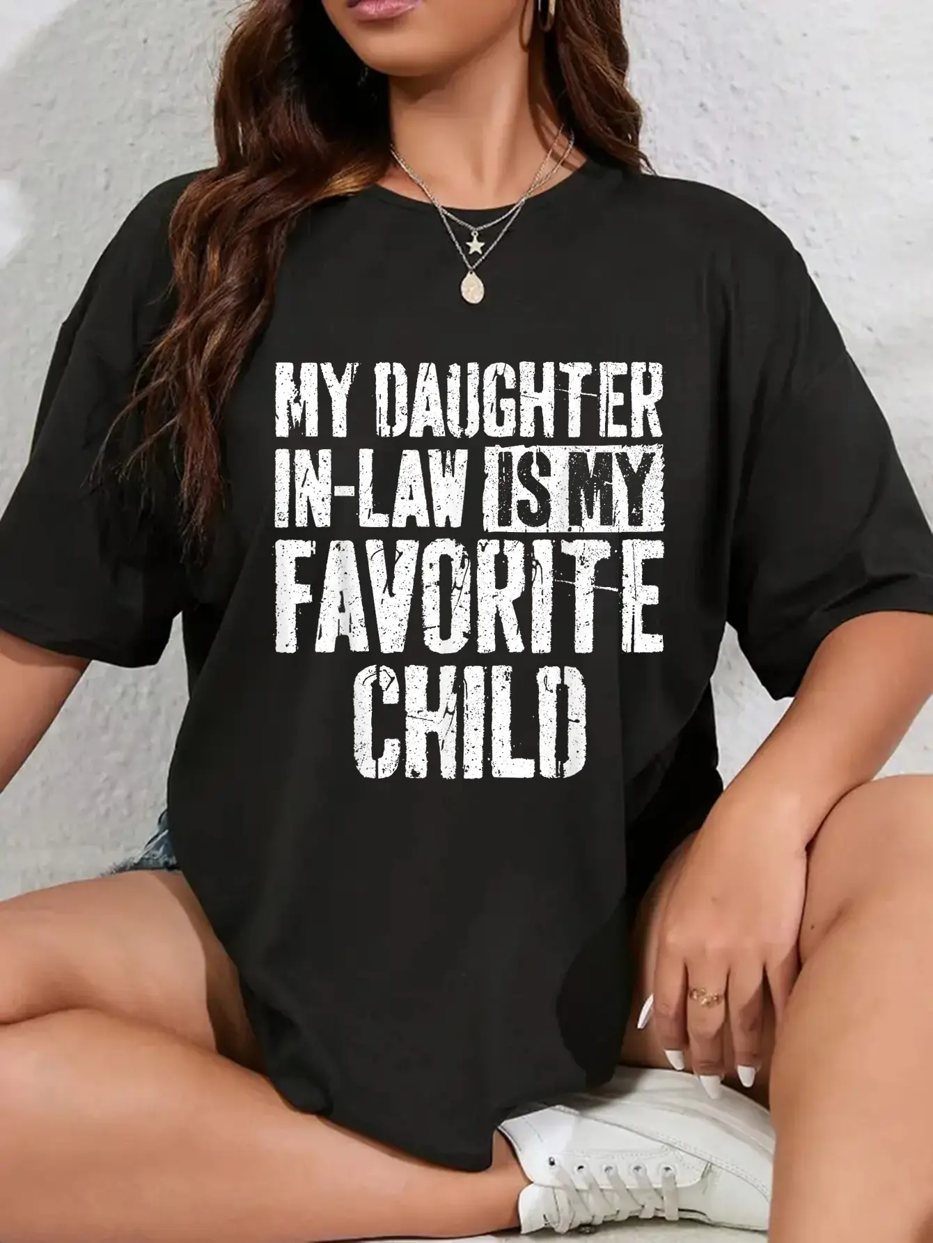 100% cotton My Daughter In Law Is My Favorite Child T-Shirt Fathers Day T-Shirt casual Fashion graphic tees for women women graphic shirts