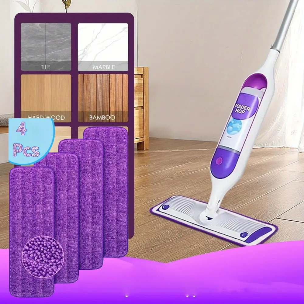 4pcs Machine Washable Mop Pads, 15.74*5.11inchs Power Mop Pads Refill, Microfiber Pads Replacements, for Multi-Surface Floor Cleaning(Mop is Not Included) Disposable Absorbent