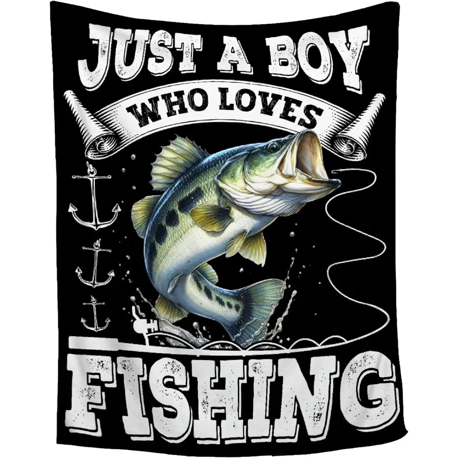 [Father's Day] Customized Flannel Fleece Polyester Throw Blanket for Men, Soft Warm Durable Couch Blanket for Adults, Machine Washable Fishing Gift, Flannel Blankets