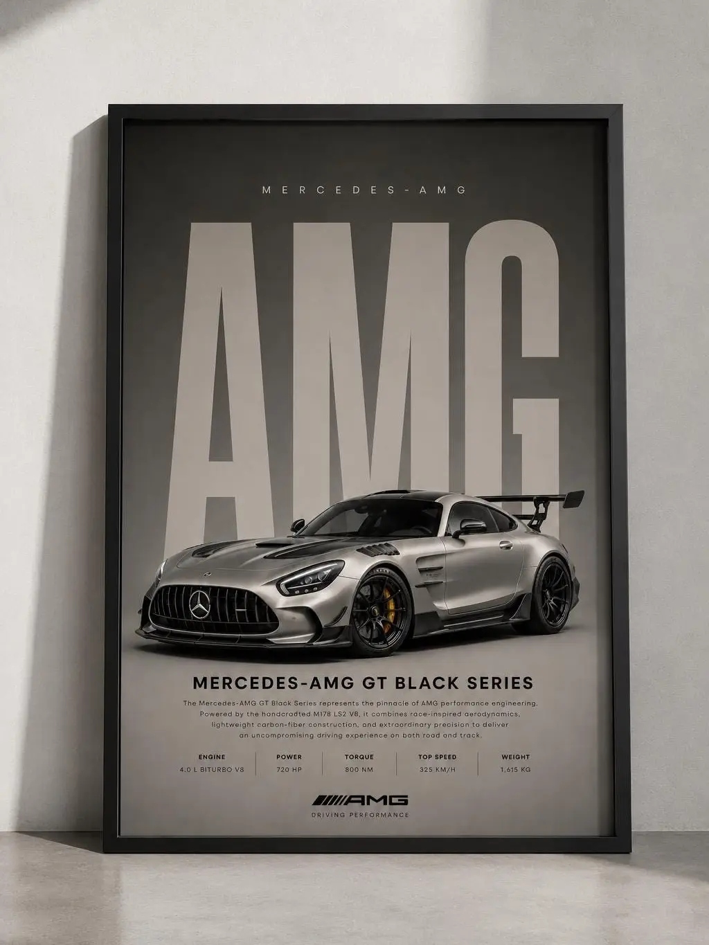 Mercedes AMG GT black series poster, AMG wall art, mercedes poster, Product without frame