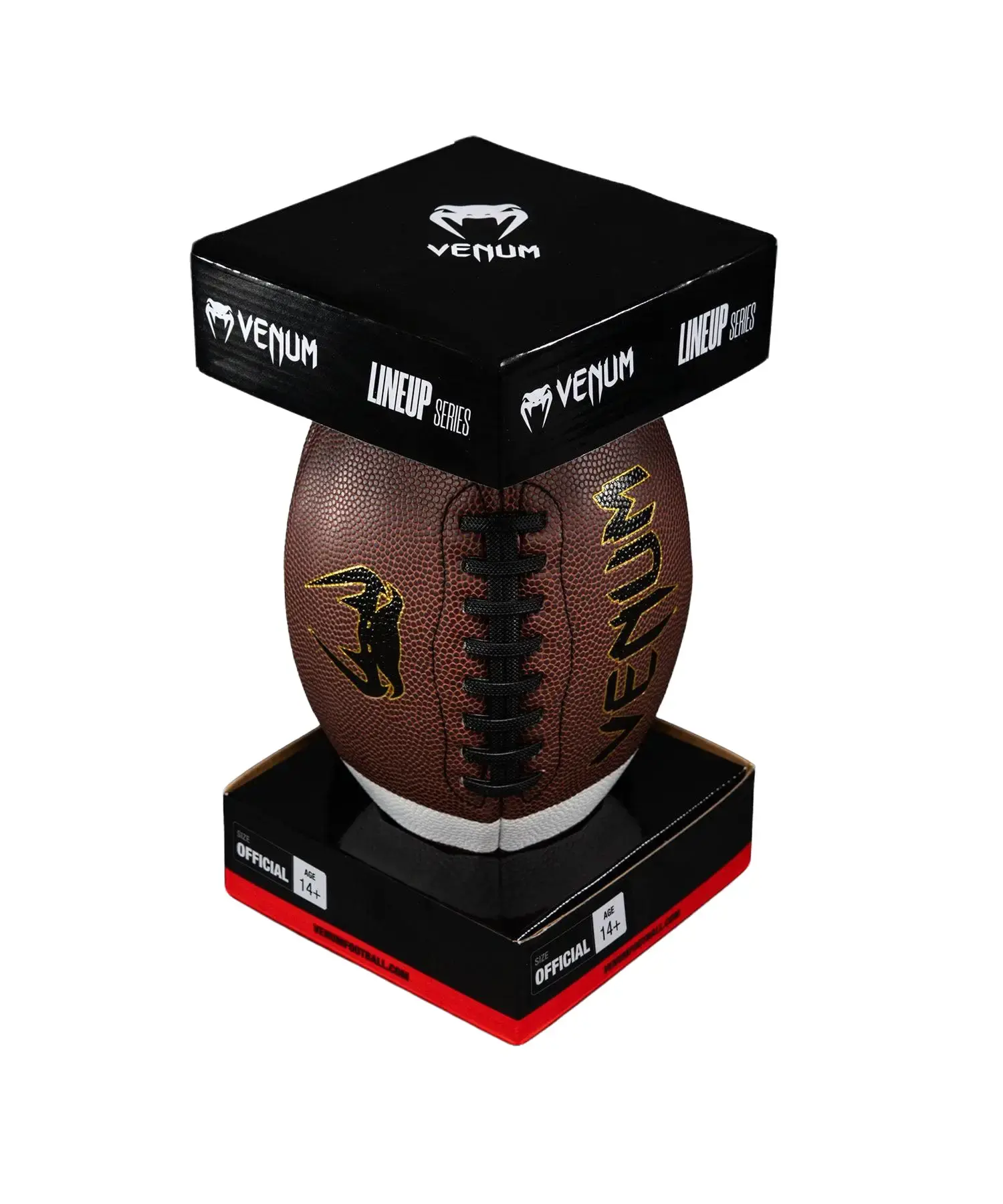 Venum Official Lineup Series American Football, Premium Composite Cover with Textured Surface for Enhanced Grip, Durable All-Weather Ball for Athletes of All Ages, Classic, Grip Control, Embossed Logo, Unisex, Multi-Size, Natural Bladder