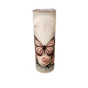 Butterfly Moon 20oz Tumbler with Elegant Butterfly and Rose Design for Stylish Drinkware