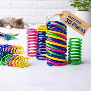 30 Pack Cat Spring Toys – Colorful Spiral Springs for Indoor Cats, Durable Plastic Coils for Swatting, Biting, and Hunting, Interactive Kittens Toy