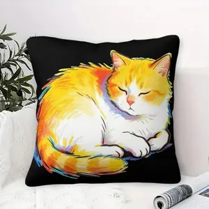 Watercolor Cat Pattern Square Pillow with Inner Cushion, Soft and Comfortable Design for Sofa and Bed, Ideal Gift for Relaxation