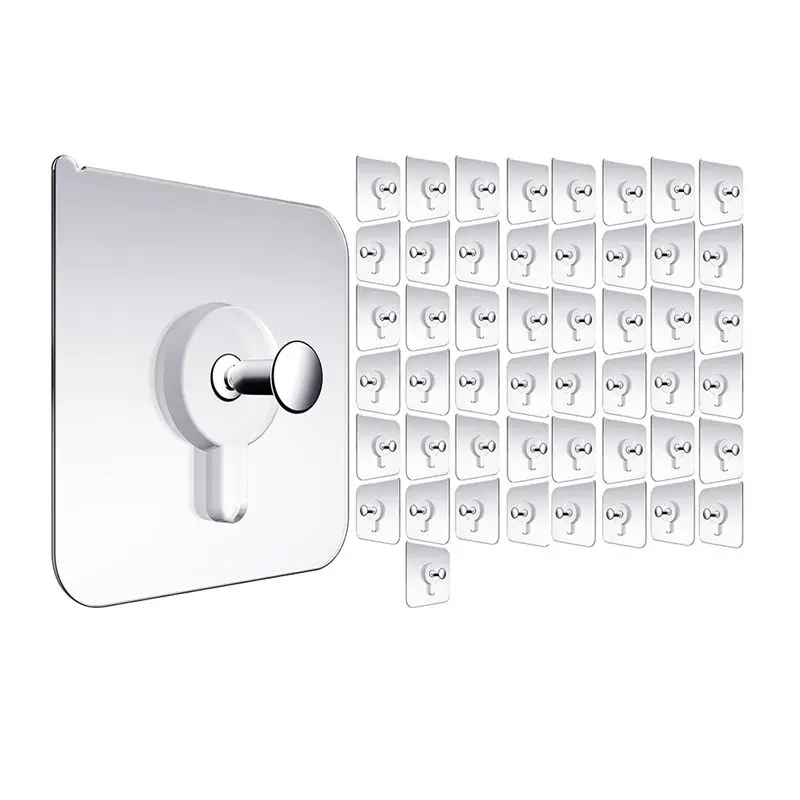 Wall Hangers Without Nails, Wall Hooks for Hanging, 50 Packs Adhesive Wall Hooks, Picture Hangers for Living Room