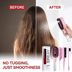 4pcs Portable Hairbrush Mister Spray for Women, 2-in-1 Water Spray Detangling Comb for Quick Morning Hair Styling, Lightweight Anti-Frizz Hair Care Brush for Wet & Dry Hair, Easy Travel Salon Styling Tool for Daily Use