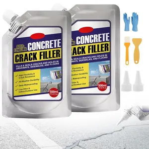 Self-Leveling Concrete Crack Filler - High Elasticity  Cement Sealant, 35.3oz -Drying DIY Outdoor Concrete Joint Repair Seal Glue for Driveway, Sidewalk, Patio, Garage Floor - 2Pack Gray